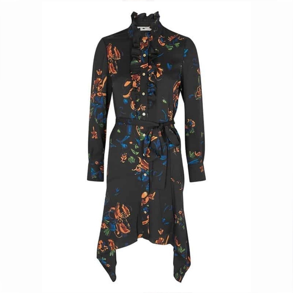 TORY BURCH Women Asymmetrical Hem Floral Cora Dress Size 0 - Picture 4 of 11
